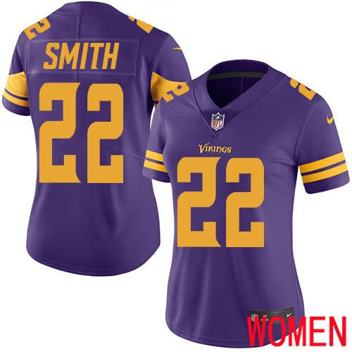 Minnesota Vikings #22 Limited Harrison Smith Purple Nike NFL Women Jersey Rush Vapor Untouchable